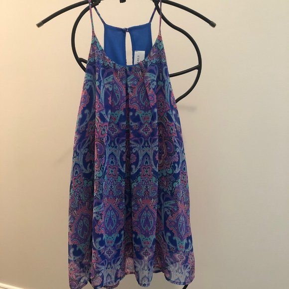 Everly Flowy  Blue Tank Top with Keyhole Back - Picture 2 of 6